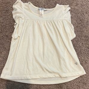 Medium off white GUESS kids flutter sleeve and float bottom top. TTS. Like new.